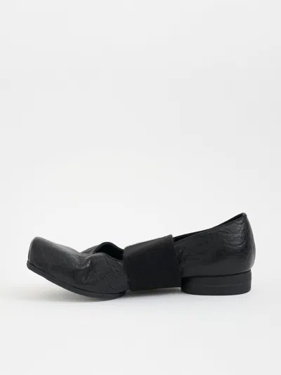 Uma Wang Leather Strap Ballerina In Black