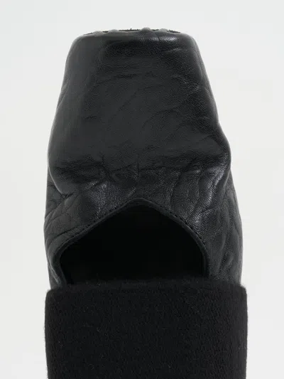 Uma Wang Leather Strap Ballerina In Black