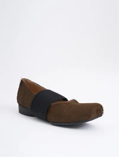 Uma Wang Low-heeled Leather Ballet Flats In Brown