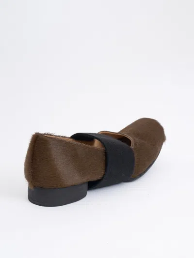 Uma Wang Low-heeled Leather Ballet Flats In Brown