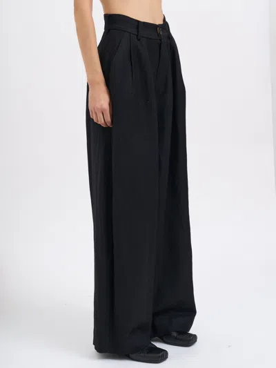Uma Wang Polina Linen And Wool Trousers In Black
