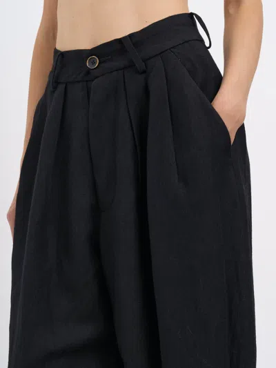 Uma Wang Polina Linen And Wool Trousers In Black