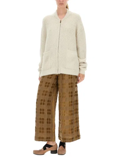 Uma Wang Soft Knit Cardigan Long Sleeves In White