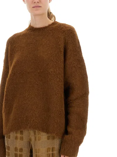 Uma Wang Textured Knit Sweater Long Sleeves In Brown