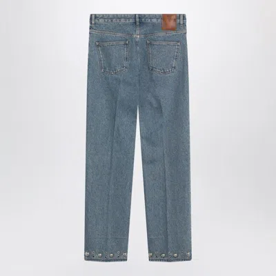 Valentino Five-pocket Denim Trousers Featuring Button Embellishments In Blue