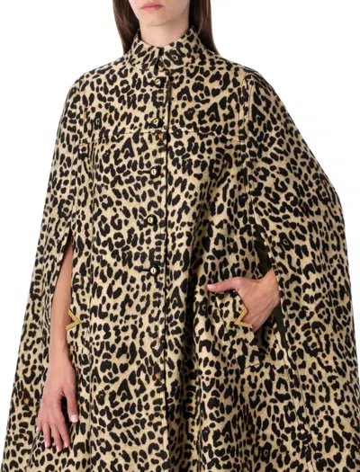 Valentino Womens Animalier Leopard Relaxed-fit Wool Cape In Animal Print