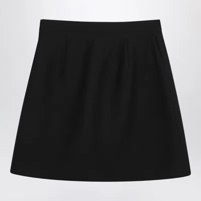 Valentino Black Mini Skirt With V Gold Detail In Black