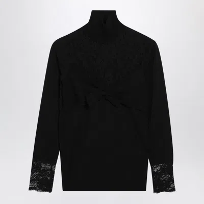 Valentino Black Top With Lace Inserts