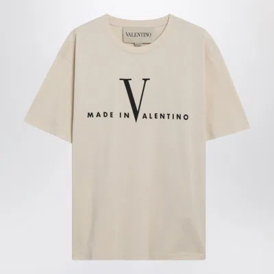 Valentino Garavani Cotton T-shirt With Made In Print Clothing In Neutral