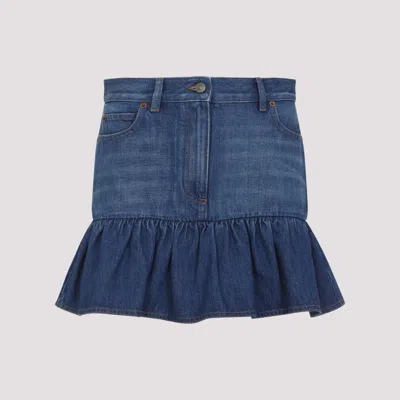 Valentino Cotton Mini Skirt In Blue