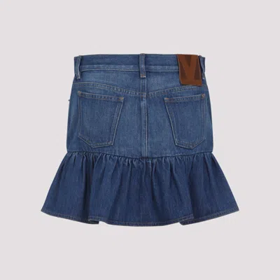 Valentino Cotton Mini Skirt In Blue