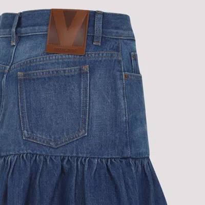 Valentino Cotton Mini Skirt In Blue