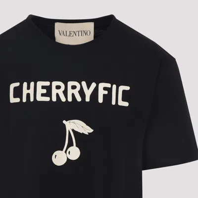 Valentino Crew Neck Graphic Print Short Sleeves T-shirt In Black
