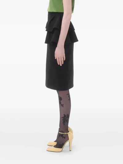 Valentino Black Skirt With Ruffles On The Sides