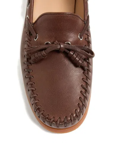 Valentino Garavani Brown Leather Palm Avenue Loafers