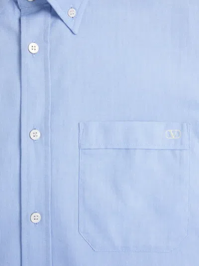 Valentino Garavani Cotton Oxford Shirt With Vlogo Embroidery In Multi
