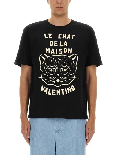 Valentino Garavani Chat De La Maison T-shirt In Black