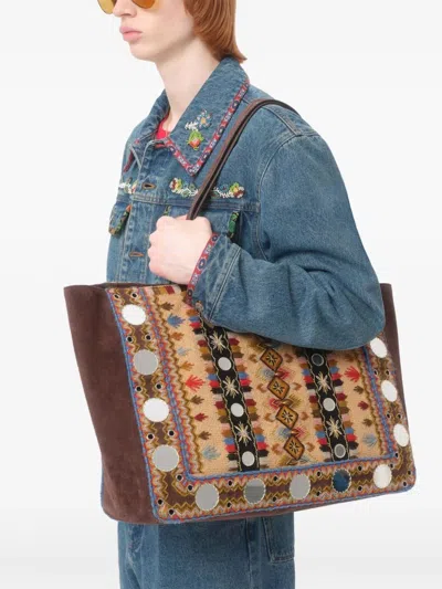 Valentino Denim Jacket With Multicolor Embroidery In Blue