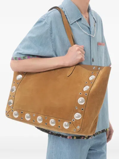 Valentino Garavani Denim Bowling Shirt With Floral Trim