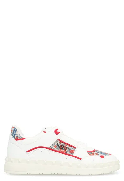 Valentino Garavani Leather Freedots Sneakers Panels Patterned In White
