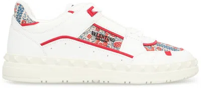 Valentino Garavani Leather Freedots Sneakers Panels Patterned In White