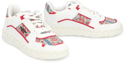 Valentino Garavani Leather Freedots Sneakers Panels Patterned In White