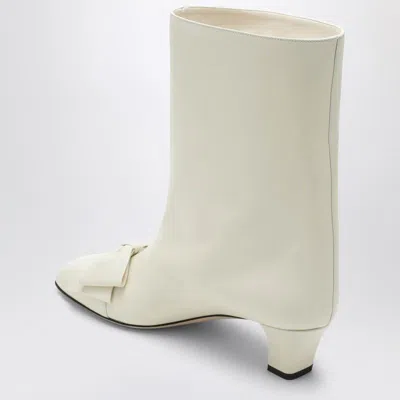 Valentino Leather Mid-calf Boots Featuring Bow Detail In White