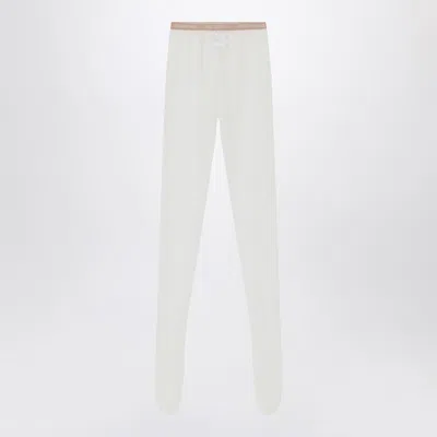 Valentino Garavani Ivory Lace Tights In Animal Print