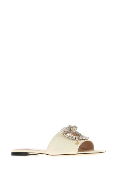 Valentino Garavani Ivory Leather Slippers In Neutral