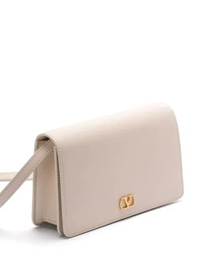 Valentino Garavani Ivory Leather Vlogo Signature Clutch In Pink