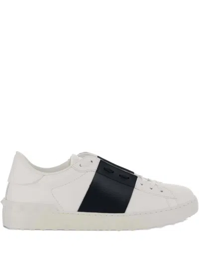 Valentino Garavani Open Leather Sneakers With Contrast Band And Stud Details Shoes In White