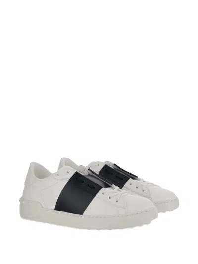 Valentino Garavani Open Leather Sneakers With Contrast Band And Stud Details Shoes In White