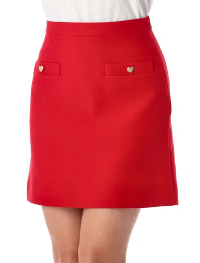 Valentino Garavani Mini Skirt Crepe Coutre Heart Btn In Red