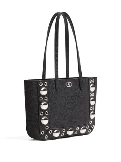 Valentino Garavani Nellcote Mini Leather Tote Bag In Black