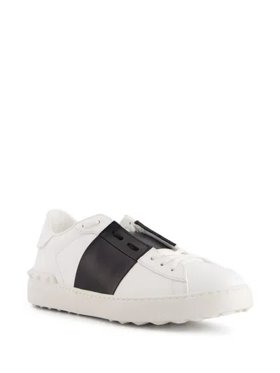 Valentino Garavani Open Leather Sneakers With Contrast Band And Stud Details Shoes In White