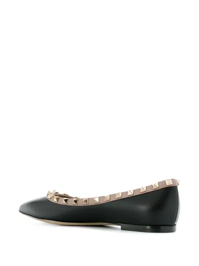 Valentino Leather Ballet Flats Rockstud Embellishment