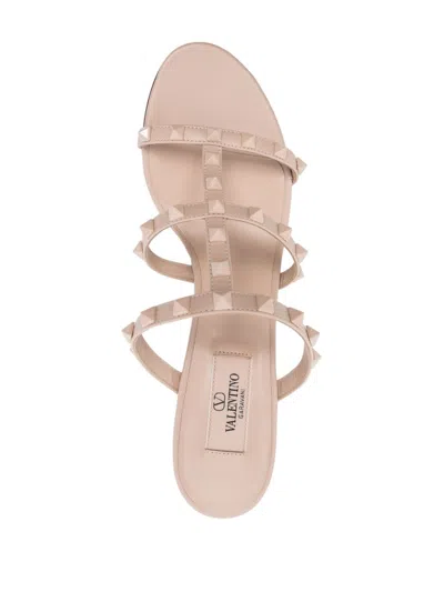 Valentino Garavani Rockstud Slide Sandal In Laminated Nappa Leather 60mm Woman Rose Cannelle 42 In Brown