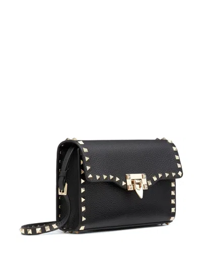 Valentino Garavani Rockstud Small Leather Shoulder Bag In Black