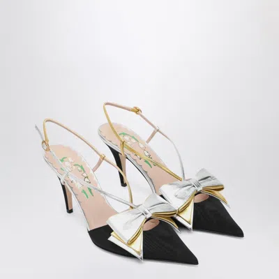 Valentino Garavani Slingback Bowow Pumps Black With Bow In Multi