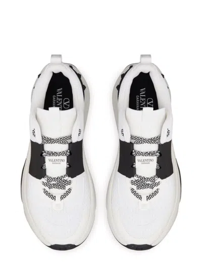 Valentino Garavani Two-tone Fabric And Mesh True Act Sneakers In White