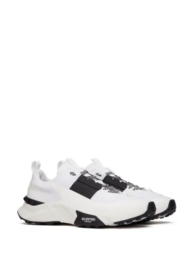 Valentino Garavani Two-tone Fabric And Mesh True Act Sneakers In White