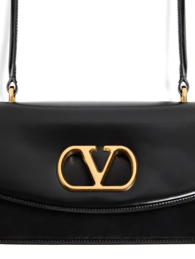 Valentino Garavani Vain Vlogo Leather Top-handle Bag In Black