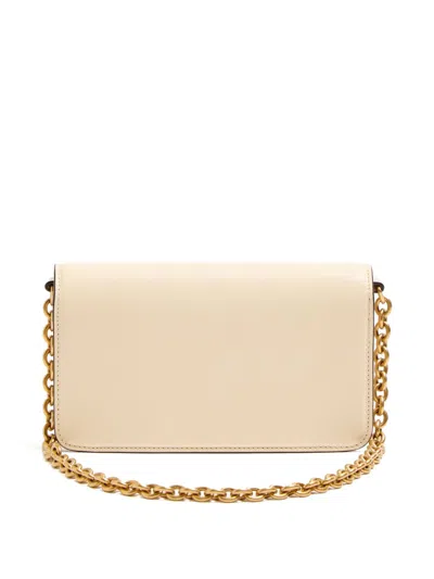 Valentino Garavani Small Leather Clutch With Adjustable Chain Strap In White