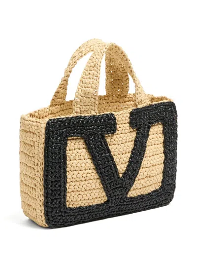 Valentino Garavani Viva Superstar Crochet Small Tote Bag In Neutral