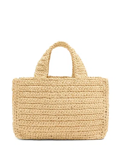 Valentino Garavani Viva Superstar Crochet Small Tote Bag In Neutral