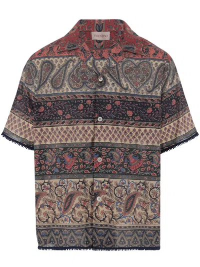 Valentino Paisley Pattern Bowling Shirt With Regular Collar