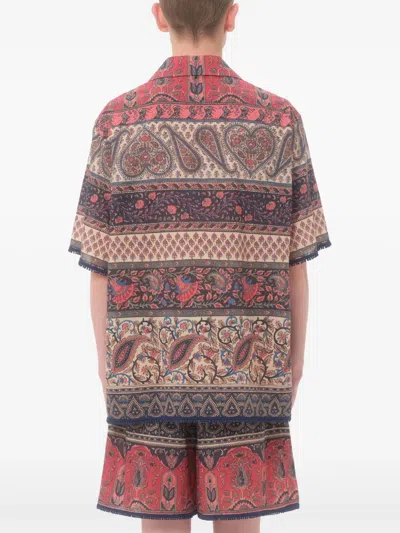 Valentino Paisley Pattern Bowling Shirt With Regular Collar