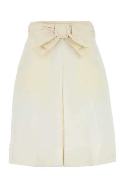 Valentino Garavani White Cotton Blend Bermuda Shorts In Animal Print