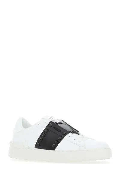 Valentino Garavani Valentino Calfskin Sneakers With Contrasting Bands And Rubber Studs In White