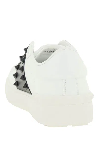 Valentino Garavani Valentino Calfskin Sneakers With Contrasting Bands And Rubber Studs In White